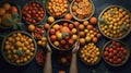 Food safety conceptual background. Hands holding a fruit basket.