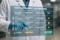 Food safety engineer interacting with digital HACCP audit report interface showing live monitoring of critical control points and