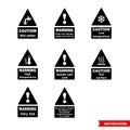 Food safety hazard signs icon set of black and white types. Isolated vector sign symbols. Icon pack Royalty Free Stock Photo