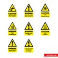 Food safety hazard signs icon set of color types. Isolated vector sign symbols. Icon pack