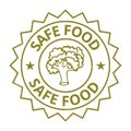 Food Safety Icons, Safe Food Badge, Seal, Tag, Label, Sticker, Emblem Vector Illustration With Grunge Effect