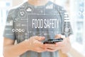 Food safety with man using a smartphone