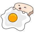 Food sandwich sunny side egg bread, doodle kawaii. doodle icon image