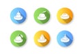 Food savers flat design long shadow glyph icons set Royalty Free Stock Photo