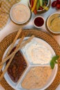 Food - Savory Dips - Bread Sticks Royalty Free Stock Photo