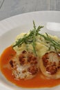 Food scallops and puree Royalty Free Stock Photo