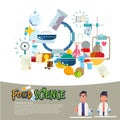 Food science concept. food laboratory. typographic. scientist character design- vector illustration