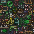 Food seamless pattern of modern outline icons
