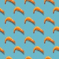 Seamless pattern of shimps on blue background.