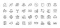 Food, Security statistics and Table lamp line icons pack. For web app. Line icons. Vector