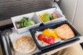 Food served in a passenger aircraft