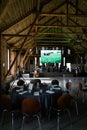 Food served on round table in a white hall during a Birthday corporate party in Eastern European Baltic Riga Latvia -