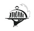 Food service, catering logo. Icon for design menu restaurant or cafe. Royalty Free Stock Photo