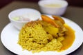 Muslim yellow rice with chicken Royalty Free Stock Photo