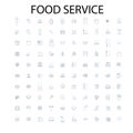 food service icons, signs, outline symbols, concept linear illustration line collection Royalty Free Stock Photo