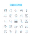 Food service vector line icons set. Catering, Dining, Banqueting, Cuisine, Takeaway, Restaurant, Delivery illustration