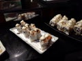 Japanese rolls on plates
