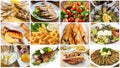 Food set of different seafoods collage. Food concept photo. Royalty Free Stock Photo