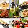 Food set of different seafoods collage Royalty Free Stock Photo