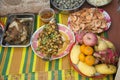 Food set and fruit of Sacrificial offering Chinese Culture Royalty Free Stock Photo