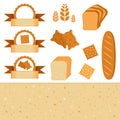 Food set of icons and labels - elements for bakery. Vector collection of baking