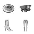 Food, shoes and other monochrome icon in cartoon style.clothes, transport icons in set collection.