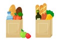 Food shop. Paper package with foods. Vector