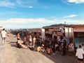 Food shops along the Enoshima beach in Japan