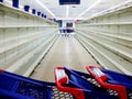 Empty shopping carts in Venezuelan supermarket