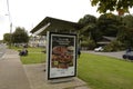 food sign board at the bus stop