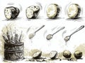 Food sketch: A vibrant illustration featuring various foods, highlighting their colors and textures.