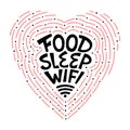 Food sleep wifi- hand drawn lettering.