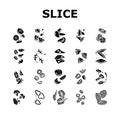 food slice cut fruit freah icons set vector Royalty Free Stock Photo