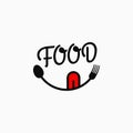 Food smile logo. Food lettering with eyes