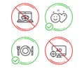 Food, Smile and Online delivery icons set. Seo adblock sign. Vector