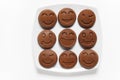 Food smile plate . Smiling chocolate Pancakes. Concept of Funny Royalty Free Stock Photo