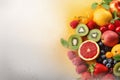 smoke ice fruit juice colour hookah apple orange food background grape. Generative AI. Royalty Free Stock Photo
