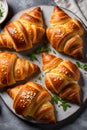 A food snapshots with croissants, delicious, crispy, cheese fillings, baked, bakery, cake, bread Royalty Free Stock Photo