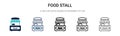 Food stall icon in filled, thin line, outline and stroke style. Vector illustration of two colored and black food stall vector Royalty Free Stock Photo