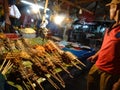 Food stall at night market, Luang Prabang, Laos Royalty Free Stock Photo