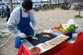 Food stand with fish sandwich