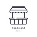 food stand outline icon. isolated line vector illustration from travel 2 collection. editable thin stroke food stand icon on white Royalty Free Stock Photo