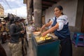 Food stands at the side of the street in Ecuador