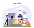 Food and staples retailing industry sector of the economy. Grocery goods