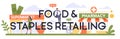 Food and staples retailing typographic header. Grocery goods retailing industry