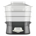 Food steamer, steam cooker. Black color, front view. 3D rendering