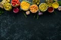 Food stocks in glass jars. Pickled vegetables.