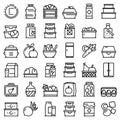 Food storage icons set, outline style