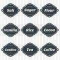 Food storage labels. Kitchen food storage tags collection