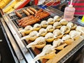 Food store selling barbeque sausages and seafood Royalty Free Stock Photo